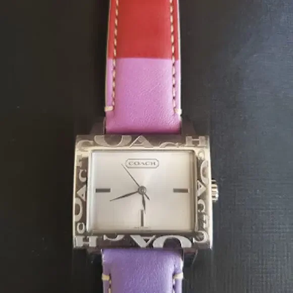 Coach Amanda Watch Multicolor Leather Strap Square Steel Case Analog IOB - Picture 9 of 11